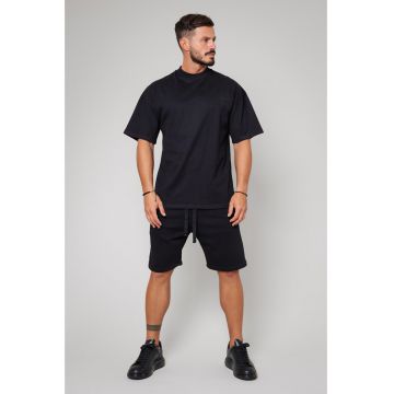 Set LeClub tricou oversized si pantalon scurt Black Negru