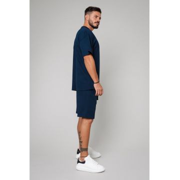 Set LeClub tricou oversized si pantalon scurt Navy Bleumarin