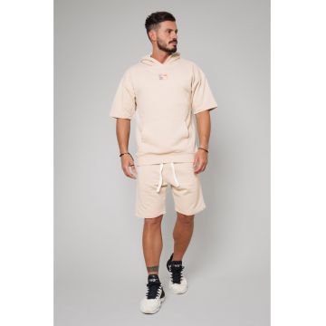 Set Malibu hanorac cu maneca scurta si pantalon scurt Light Beige Bej deschis