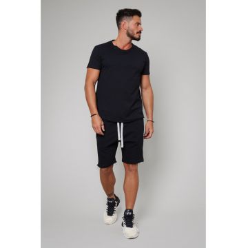 Set Tricou Barbati Asymetric si Pantalon scurt Black 10622