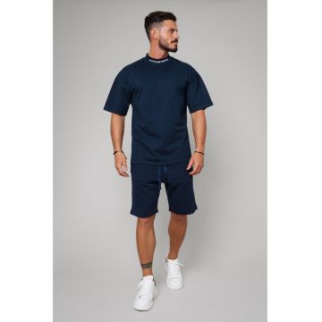 Set Tricou Barbati Turtle Neck si Pantalon scurt Navy Bleumarin