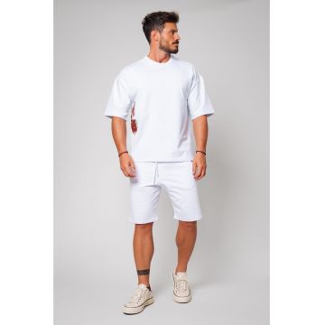 Set Tricou Dimension imprimat si Pantalon scurt White 13480