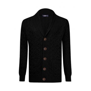 Cardigan cu model torsade si revere