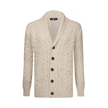 Cardigan cu model torsade si revere