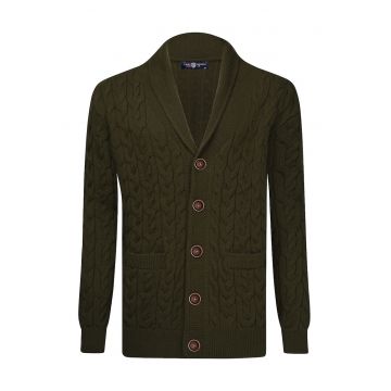 Cardigan cu model torsade si revere