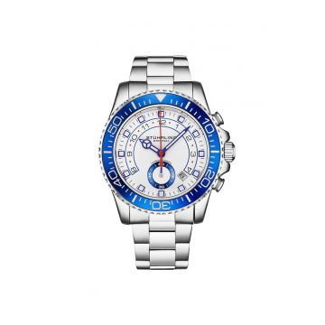 Ceas analog Brigadier Quartz Chronograph 42 mm cu bratara din otel inoxidabil - Brigad - alb