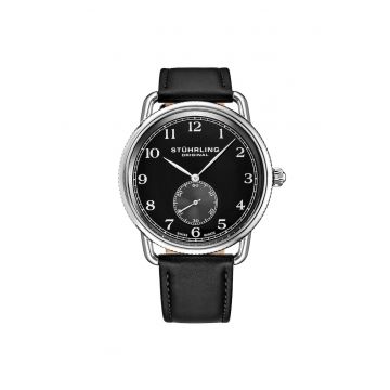 Ceas analog Decor Quartz - 41mm - Ceas clasic cu curea din piele - Winche -Negru