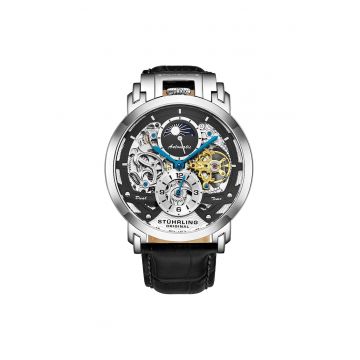 Ceas analog Dual Time Automatic 47 mm - Menai - negru