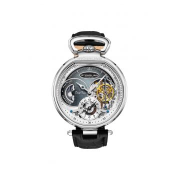 Ceas automatic cu cadran skeleton Modena 4033 Dual Time 46 mm - Modena - ARGINT