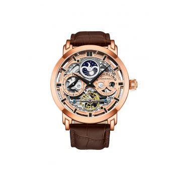 Ceas automatic cu dual time si model skeleton Anatol