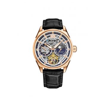 Ceas automatic Dual Time Vanguard 1019 cu cadran skeleton - 42mm -  APO Ch - Albastru