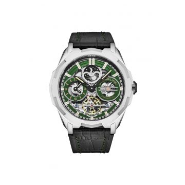 Ceas automatic dual time - verde inchis