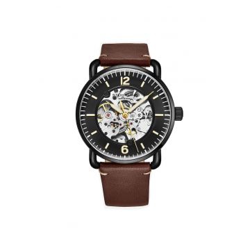 Ceas automatic Mantra Skeleton - 42 mm - curea din piele - Prospe - negru