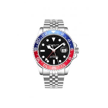 Ceas cu afisare data Meridian GMT Diver - argintiu