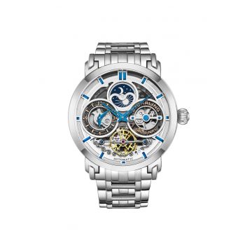 Ceas cu cadran cu model skeleton si dual time Luciano 371B