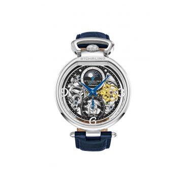 Ceas cu cadran skeleton Modena Dual Time - automat - 46 mm - Voyage - negru