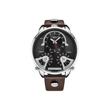 Ceas cu fuse orare multipleTerraTime Triple-Time Quartz 50 mm -  Duet 8 - Negru