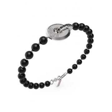 Bratara Edgy Styles cu agate si cristale negre Argintiu - Negru