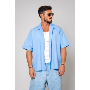 Camasa bumbac Oversized Bleu Bleu