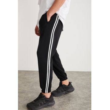 Pantaloni de trening din bumbac cu benzi laterale contrastante