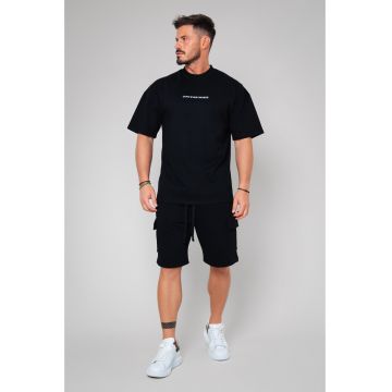 Set Cargo tricou oversized si pantalon scurt Black Negru