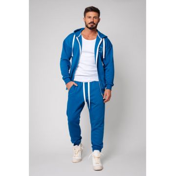 Set Easy hanorac cu fermoar Oversized si pantalon Peacock Blue 14719