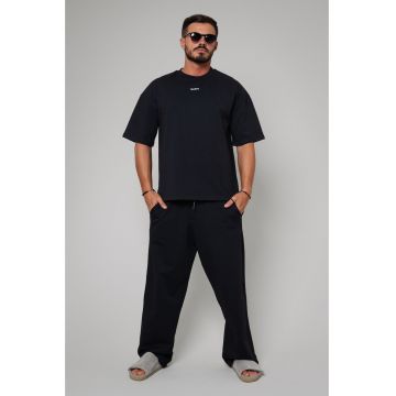 Set Huge Oversized tricou si pantalon lung Black Negru