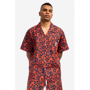 Billionaire Boys Club cămașă din bumbac Hibiscus Camo S/S Bowling Shirt bărbați, culoarea roșu, cu guler clasic, regular B22216-RED