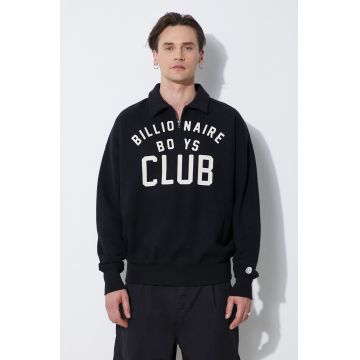 Billionaire Boys Club hanorac de bumbac Collared Half Zip Sweater culoarea negru, cu imprimeu, B24125