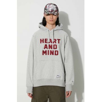 Billionaire Boys Club hanorac de bumbac Heart and Mind Popover bărbați, culoarea gri, cu glugă, cu imprimeu, B23433