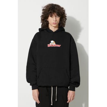 Butter Goods bluză Teddy Logo Pullover Hood bărbați, culoarea negru, cu glugă, cu imprimeu, BGQ3231301