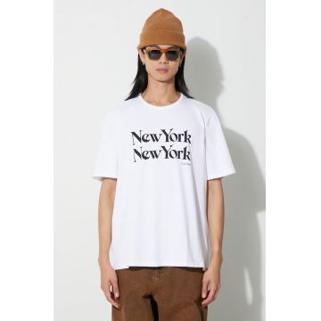 Corridor tricou din bumbac New York New York T-Shirt bărbați, culoarea alb, cu imprimeu, TS0007-WHT