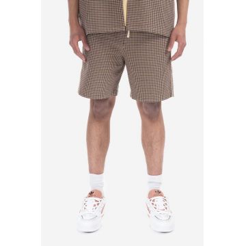 Drôle de Monsieur pantaloni scurți din bumbac Le Short Gaufré culoarea maro BS118-brown