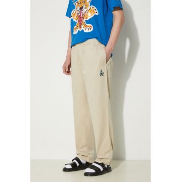 ICECREAM pantaloni de bumbac Skate Pant culoarea bej, drept, ICC003