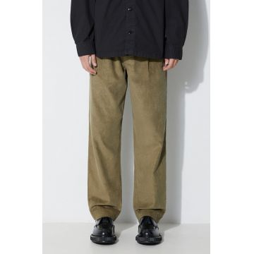 Maharishi pantaloni de catifea cord Loose Chino culoarea verde, cu fit chinos, 4568.OLIVE