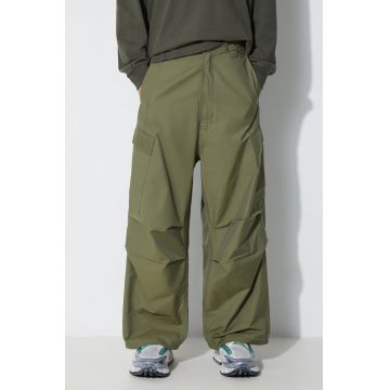 Maharishi pantaloni Oversized Tobi Cargo Snopants bărbați, culoarea verde, drept, 4615.OLIVE