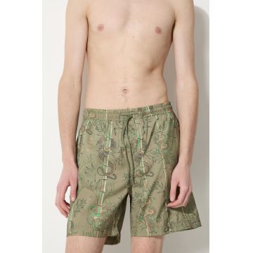 Maharishi pantaloni scurti de baie Dragon Bamboo culoarea verde, 1272.OLIVE