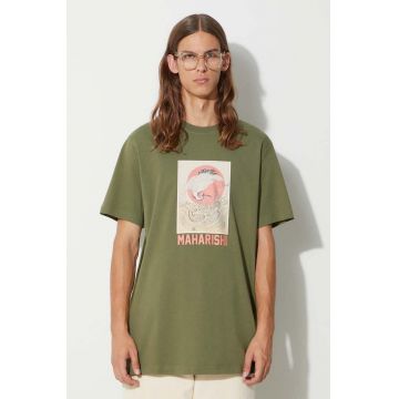 Maharishi tricou din bumbac Peace Crane T-Shirt culoarea verde, cu imprimeu, 1072