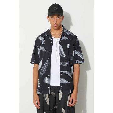 Marcelo Burlon cămașă din bumbac Aop Wind Feather Hawaii bărbați, culoarea negru, relaxed