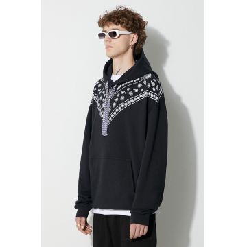 Marcelo Burlon hanorac de bumbac bandană bărbați, culoarea negru, cu glugă, cu imprimeu