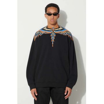 Marcelo Burlon hanorac de bumbac Optical Wings bărbați, culoarea negru, cu imprimeu