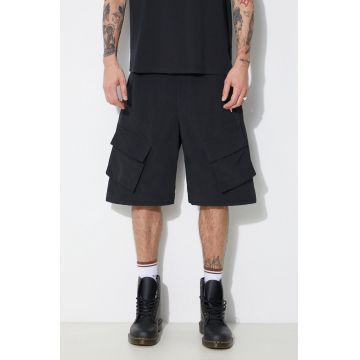 Marcelo Burlon pantaloni scurti Cross Nylon Cargo Shorts barbati, culoarea negru, CMCS001S24FAB0011001