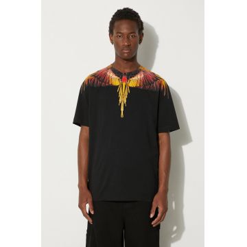 Marcelo Burlon tricou din bumbac Icon Wings barbati, culoarea negru, cu imprimeu, CMAA056F24JER0011025