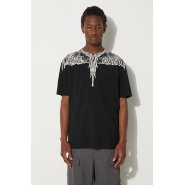 Marcelo Burlon tricou din bumbac Icon Wings Basic Tee barbati, culoarea negru, cu imprimeu, CMAA056F24JER0011006