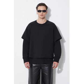 Neil Barrett bluza Slim Dropped Shoulder Double Layer Sweatshirt barbati, culoarea negru, neted, MY72251R-Y501-001N