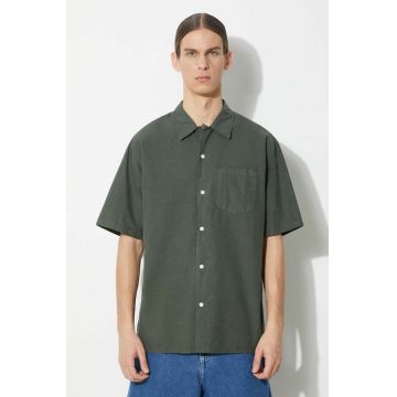 Norse Projects camasa Carsten Cotton Tencel barbati, culoarea verde, cu guler clasic, regular, N40.0579.8022