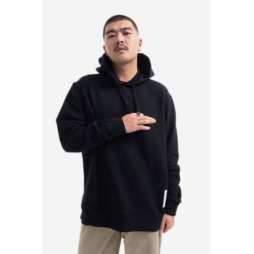 Norse Projects hanorac de bumbac Fraser Tab Series Hoodie bărbați, culoarea negru, cu glugă, uni N20.1282.9999-9999