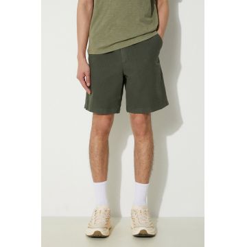 Norse Projects pantaloni scurți din amestec de in Ezra Relaxed Cotton culoarea verde, N35.0614.8022