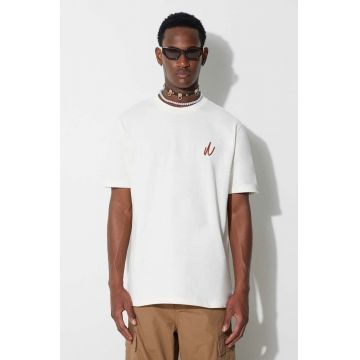 Norse Projects tricou din bumbac Johannes Organic Chain Stitch Logo T-shirt culoarea bej, cu imprimeu N01.0648.0957