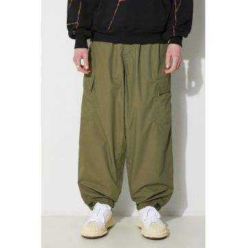 Universal Works pantaloni Loose Cargo Pant barbati, culoarea verde, cu fason cargo, 30143.OLIVE